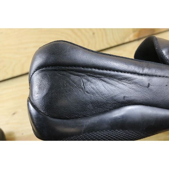 Prada Sport Mens Shoes 10 Black Leather Lines Rossa Toggle Loafers Slip On - Picture 10 of 11